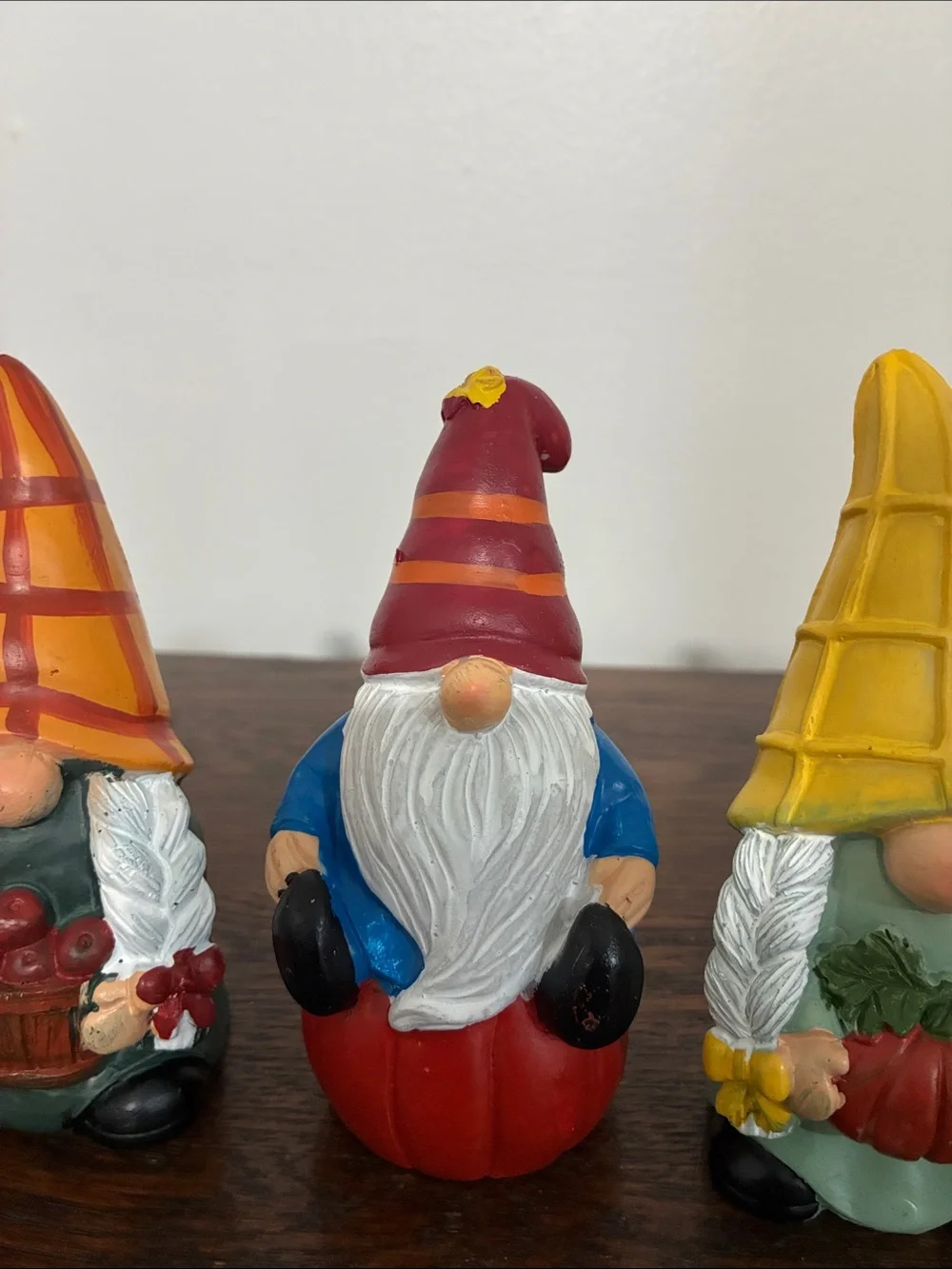 NWT- Hand Painted- Set of 6- Fall- Harvest Themed Gnome Decorations